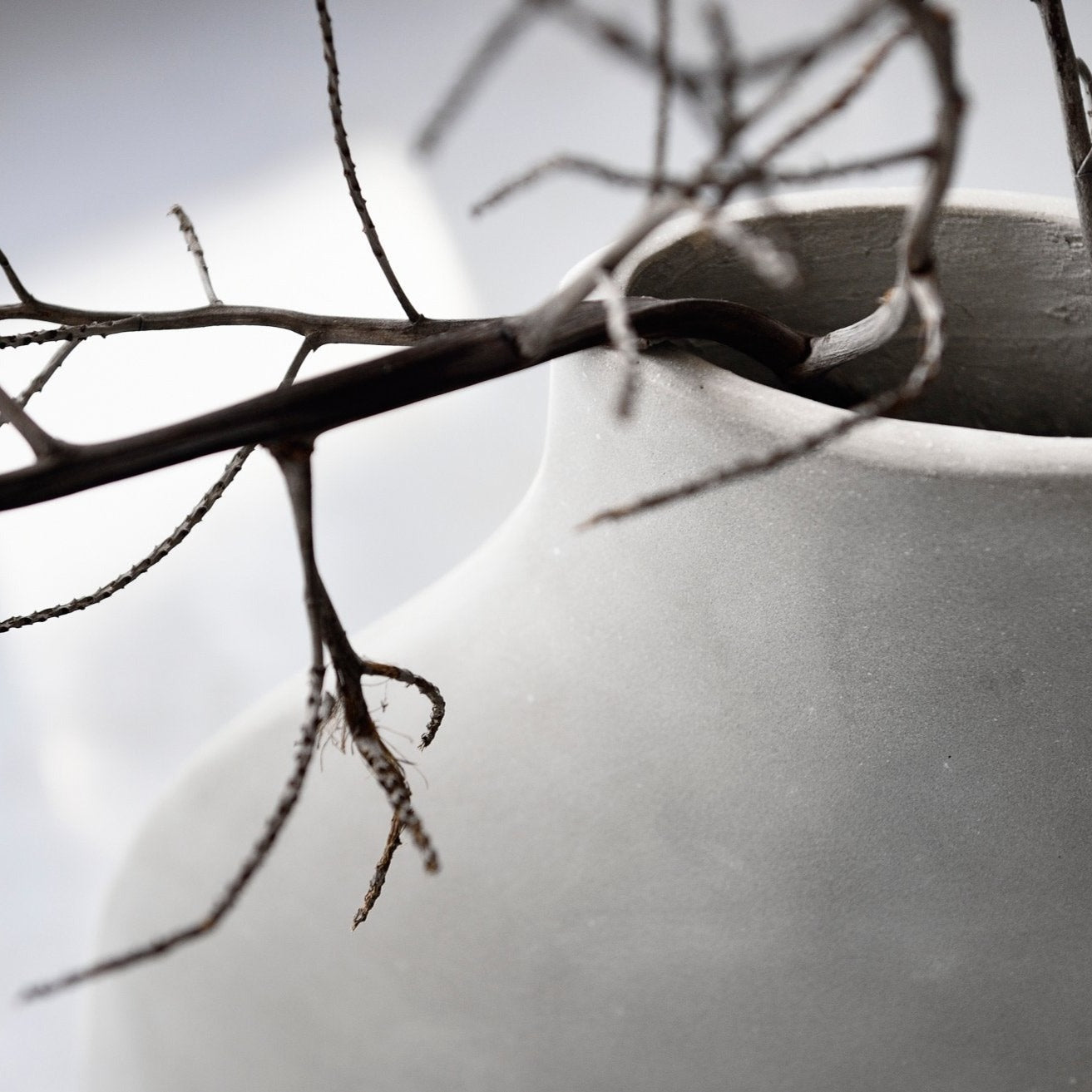 Stone Grey Curved Decorative Vase