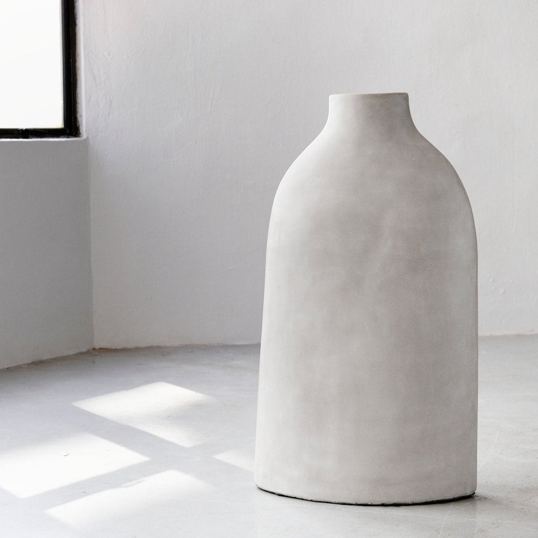 Stone Grey Curved Decorative Vase