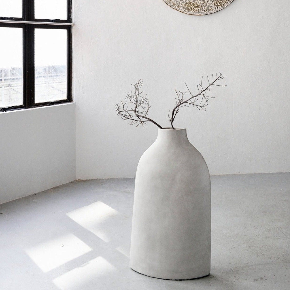 Stone Grey Curved Decorative Vase