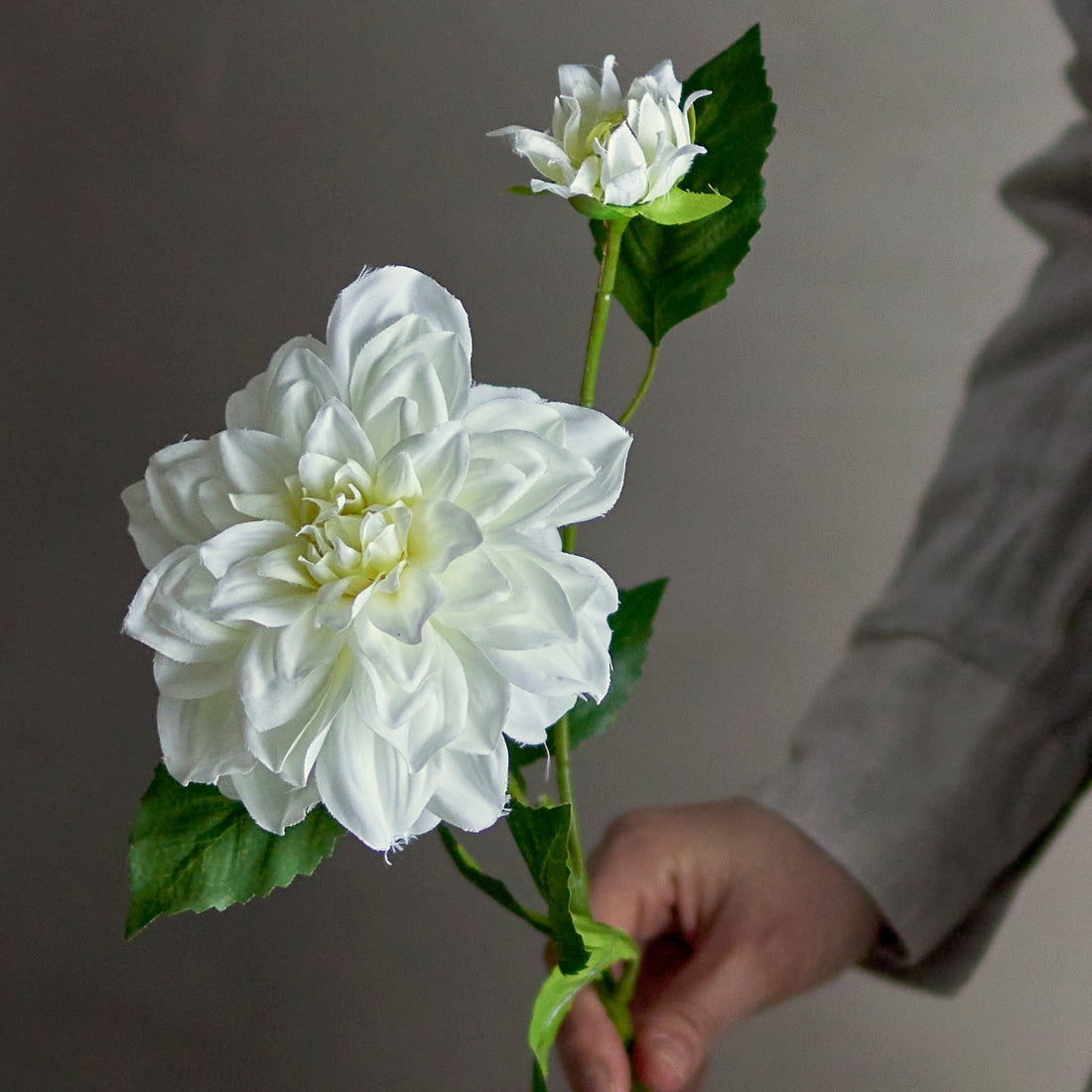 Artificial Dahlia Stem - White