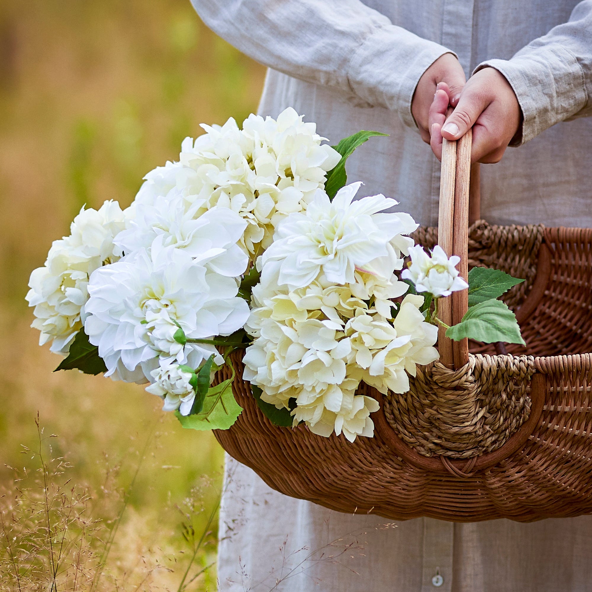 Artificial Dahlia Stem - White