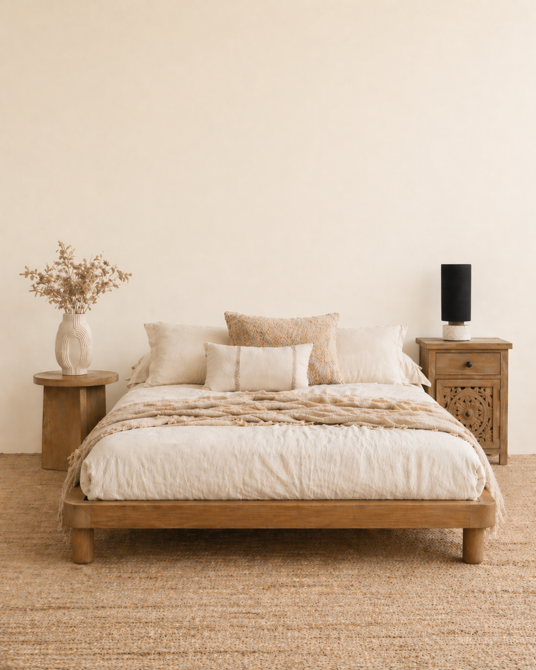 Nara Platform Bed - Tallow