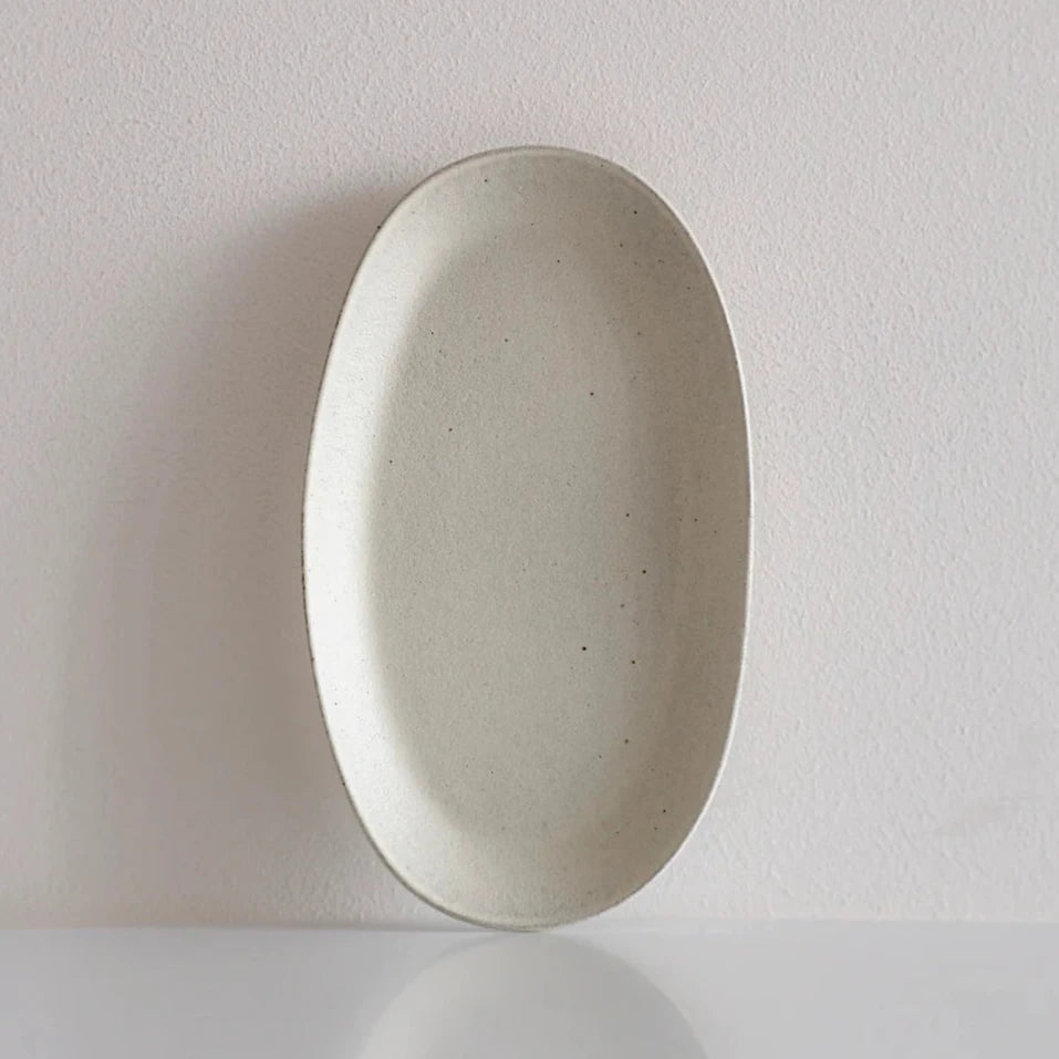 Almond White Long Oval Plate