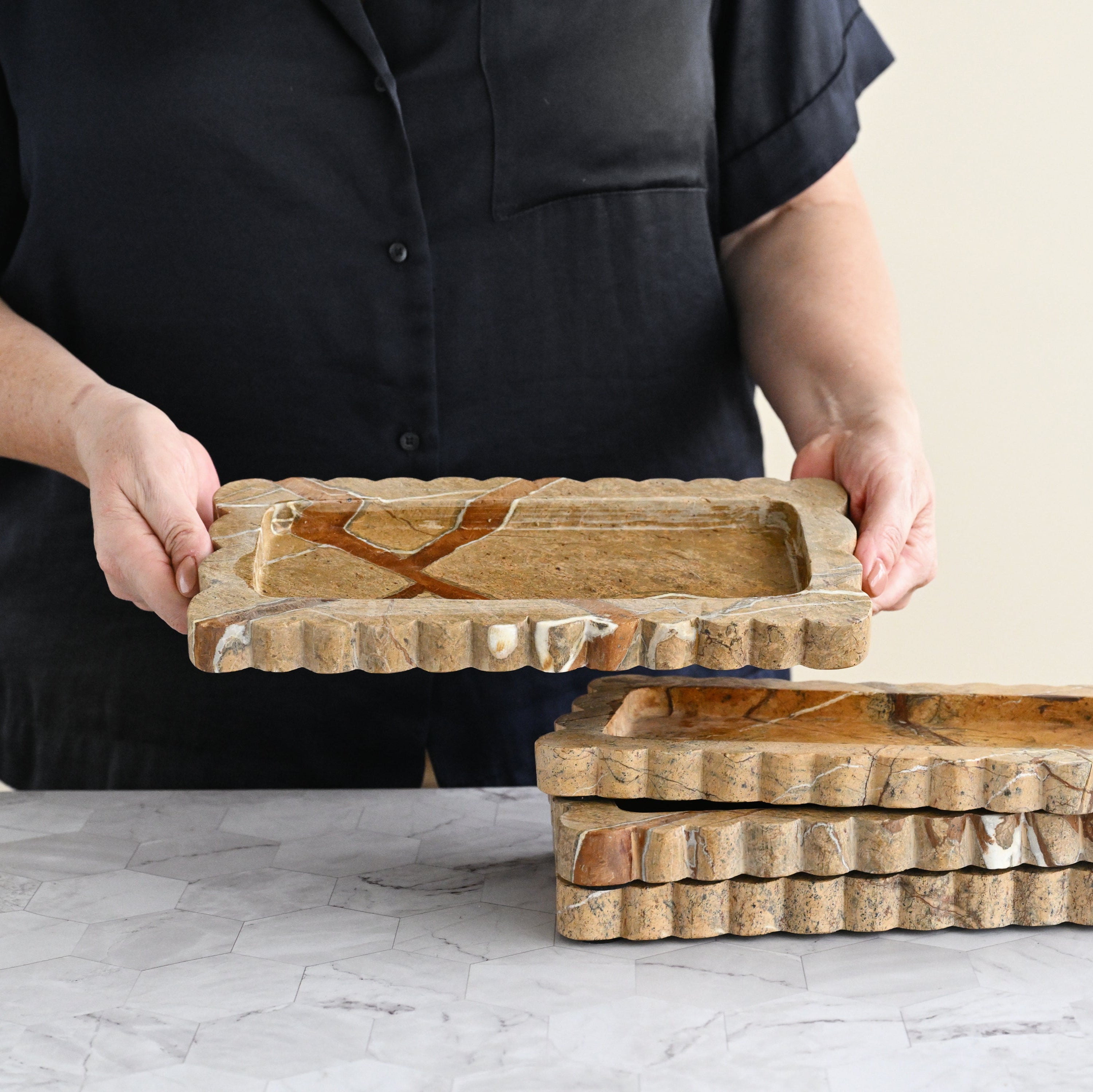 Artifact Scallop Marble Tray 2