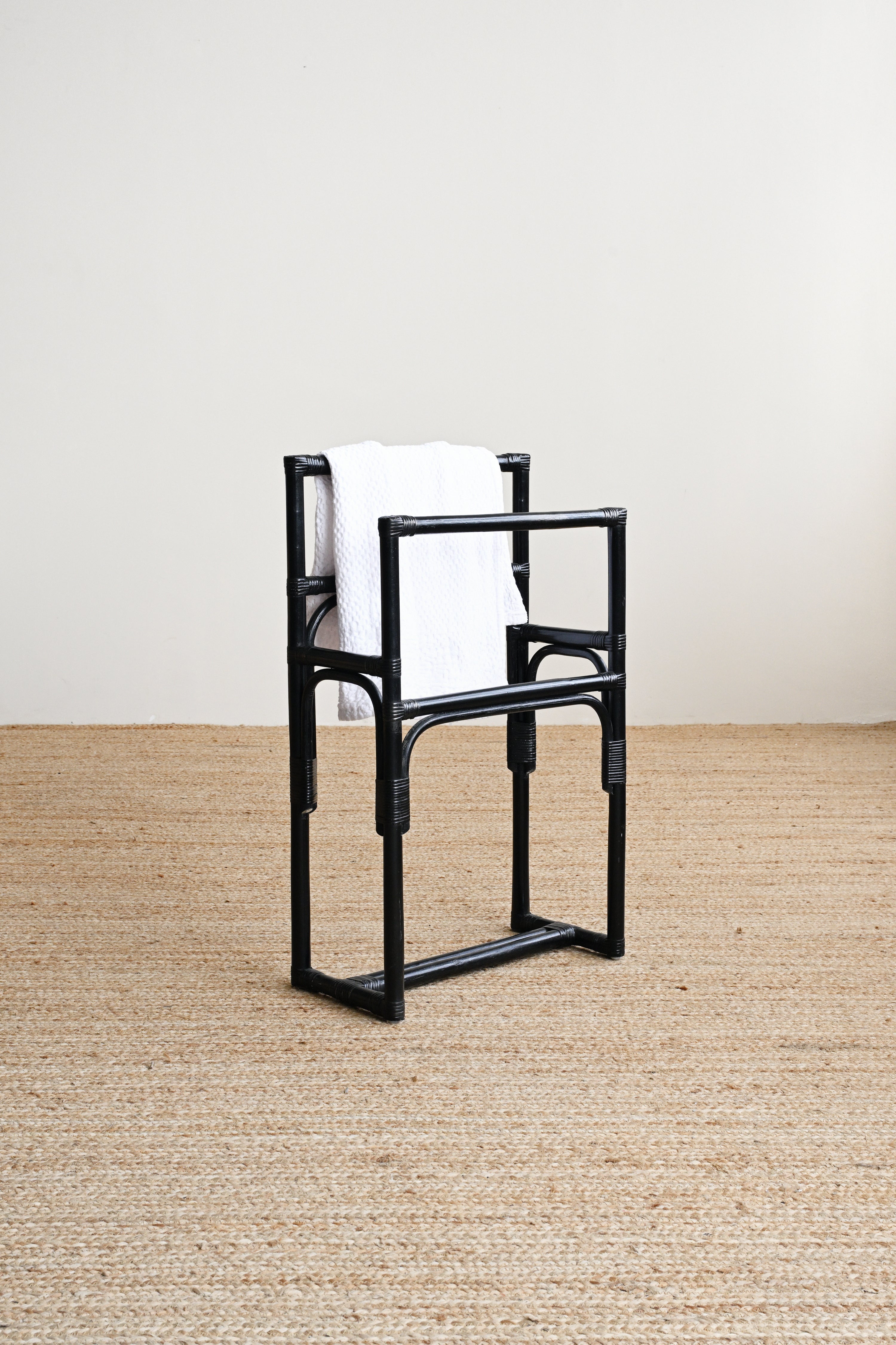 Black Rattan Towel Hanger