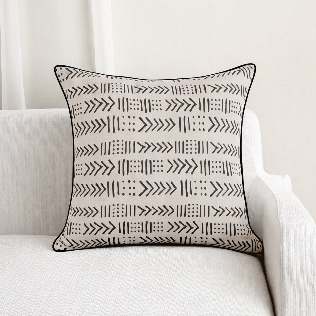 Black Zulu Cushion Cover - 55cm x 55cm