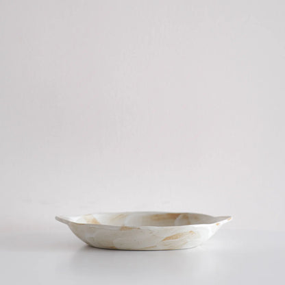 Burnt Umber Handbrushed Oval Flat Dish