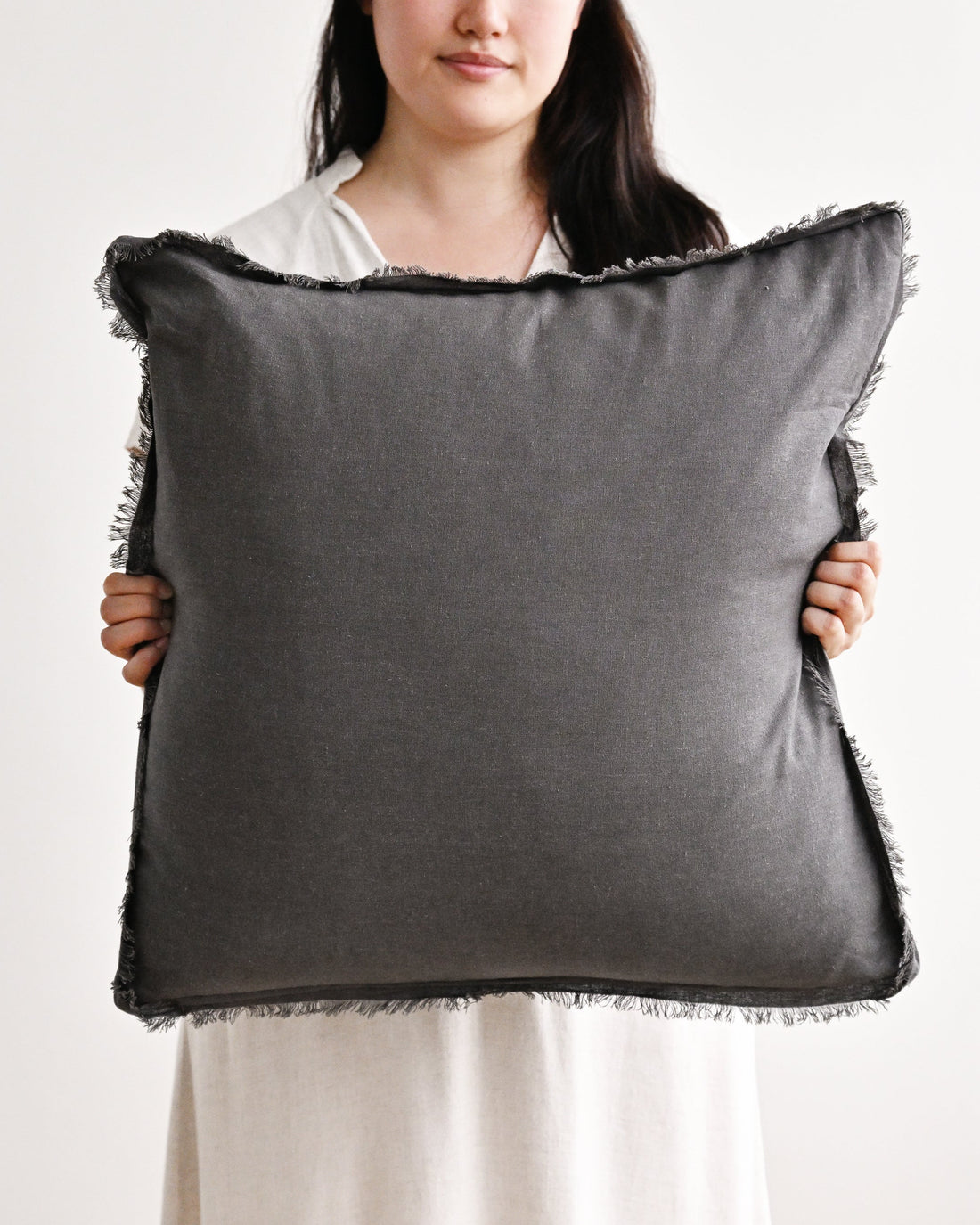 Charcoal Freya Linen Cushion Cover - 55cm x 55cm