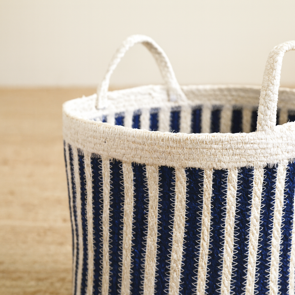 Noir Jute Striped Basket