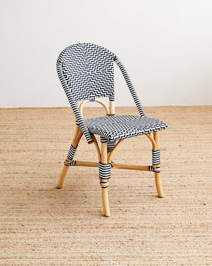 Chair with striped pattern on a wooden floor