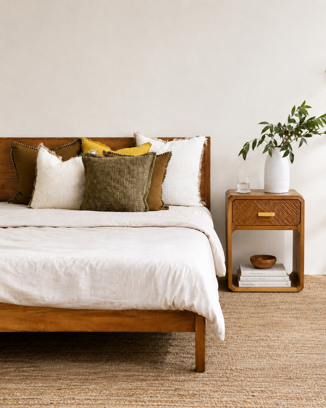 Cove Carved Bedside Table - Tallow