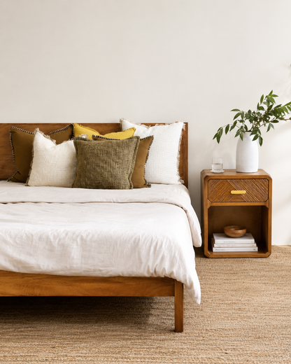 Cove Bedside Table - Carved Tallow