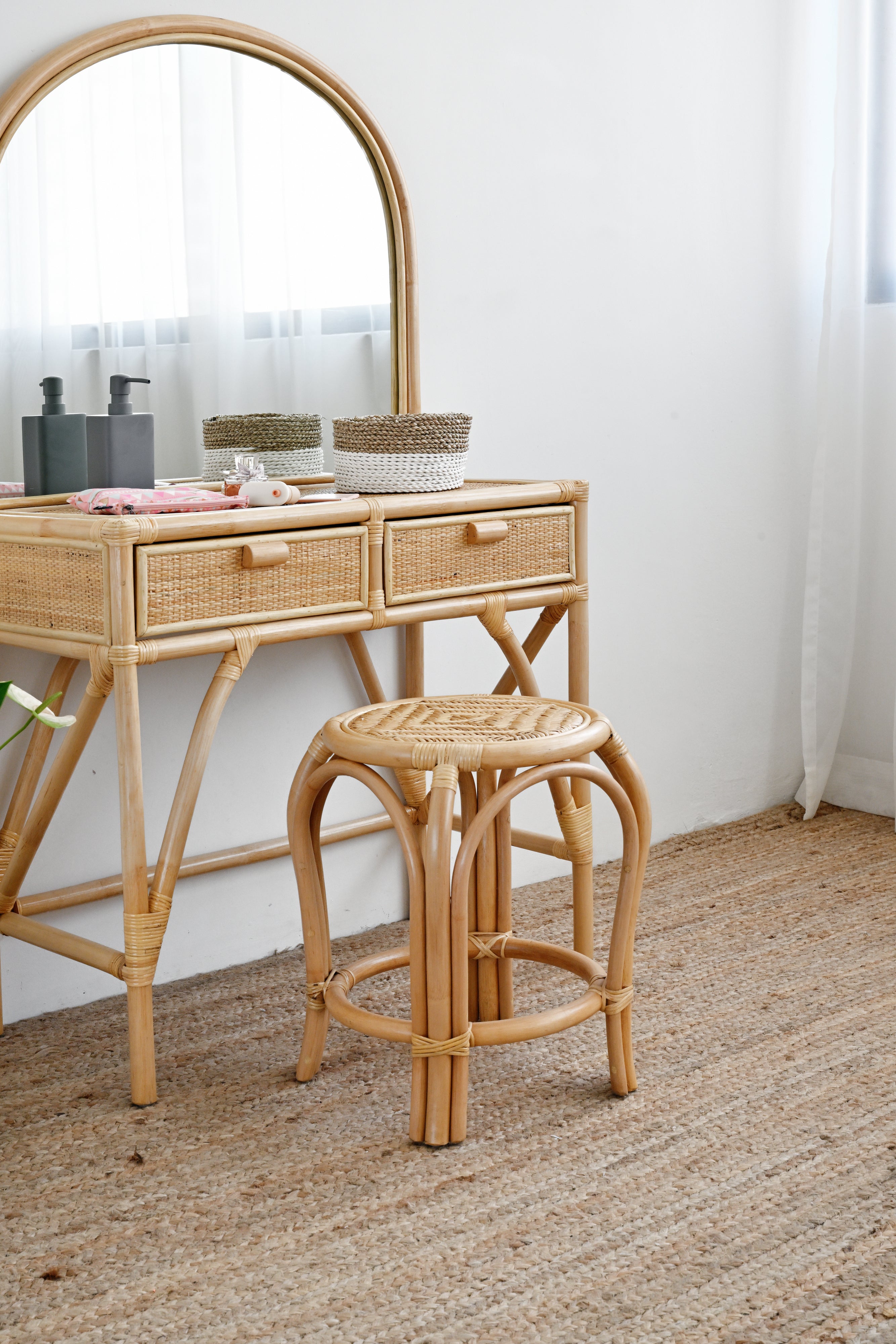 Junior Rattan Dressing Table with Stool