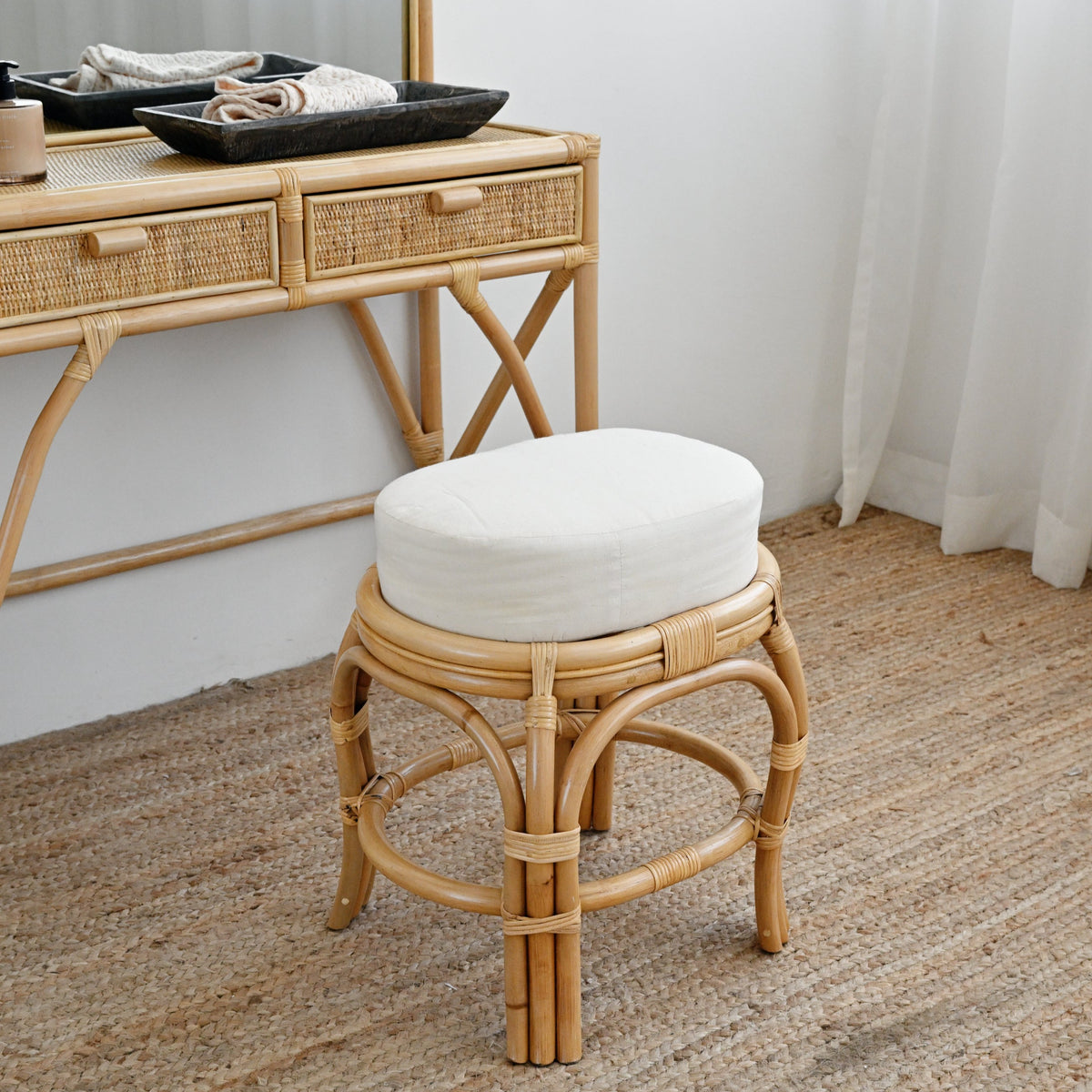 Adult Rattan Dressing Table with Stool – Island Living