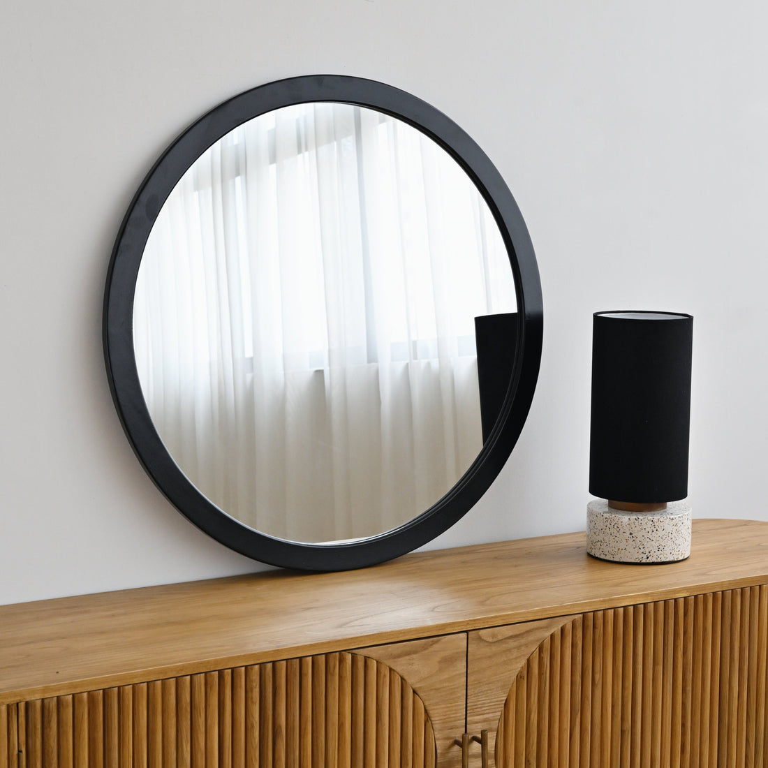 Hoi An Round Wooden Mirror - Black