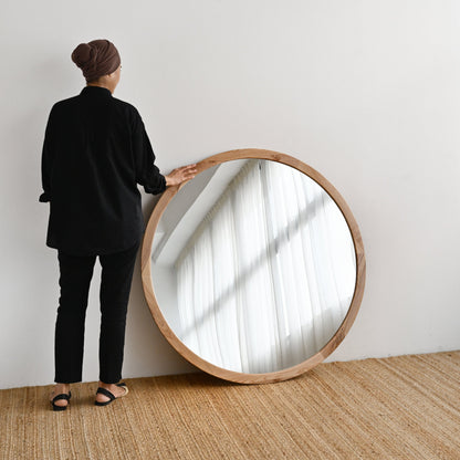 Hoi An Round Wooden Natural Mirror