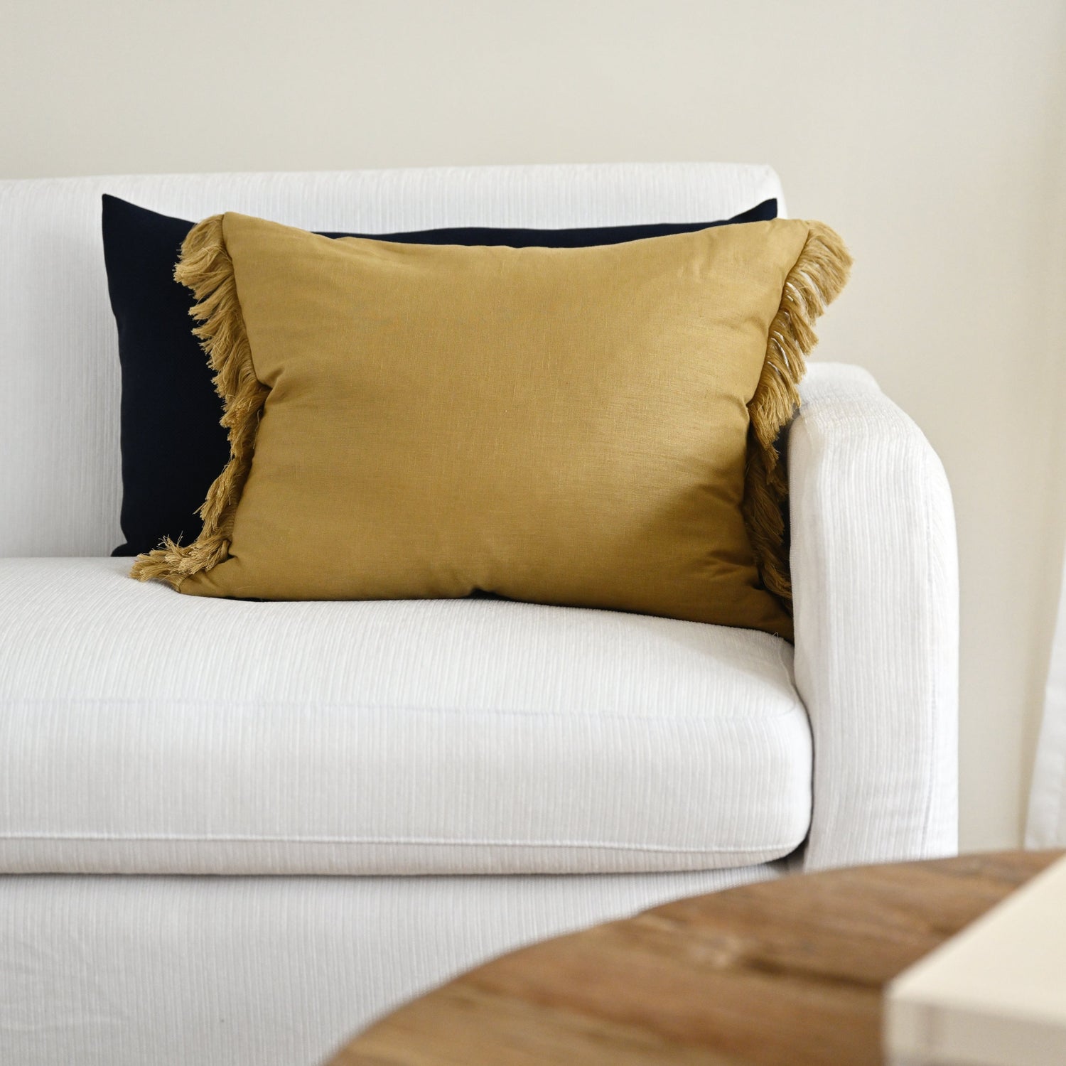 Liv Toffee Linen Lumbar Cushion - 50cm x 40cm