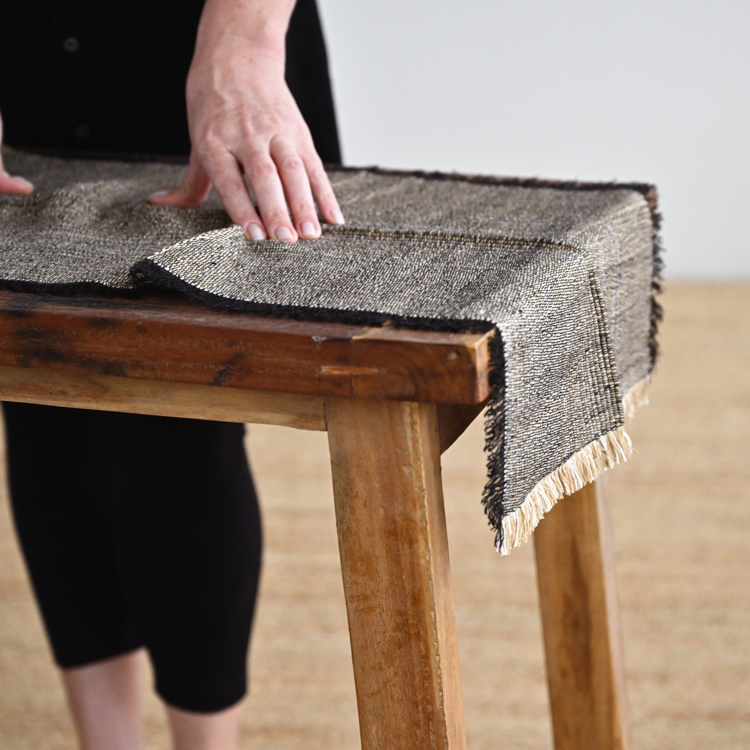 Black Handloomed Table Runner