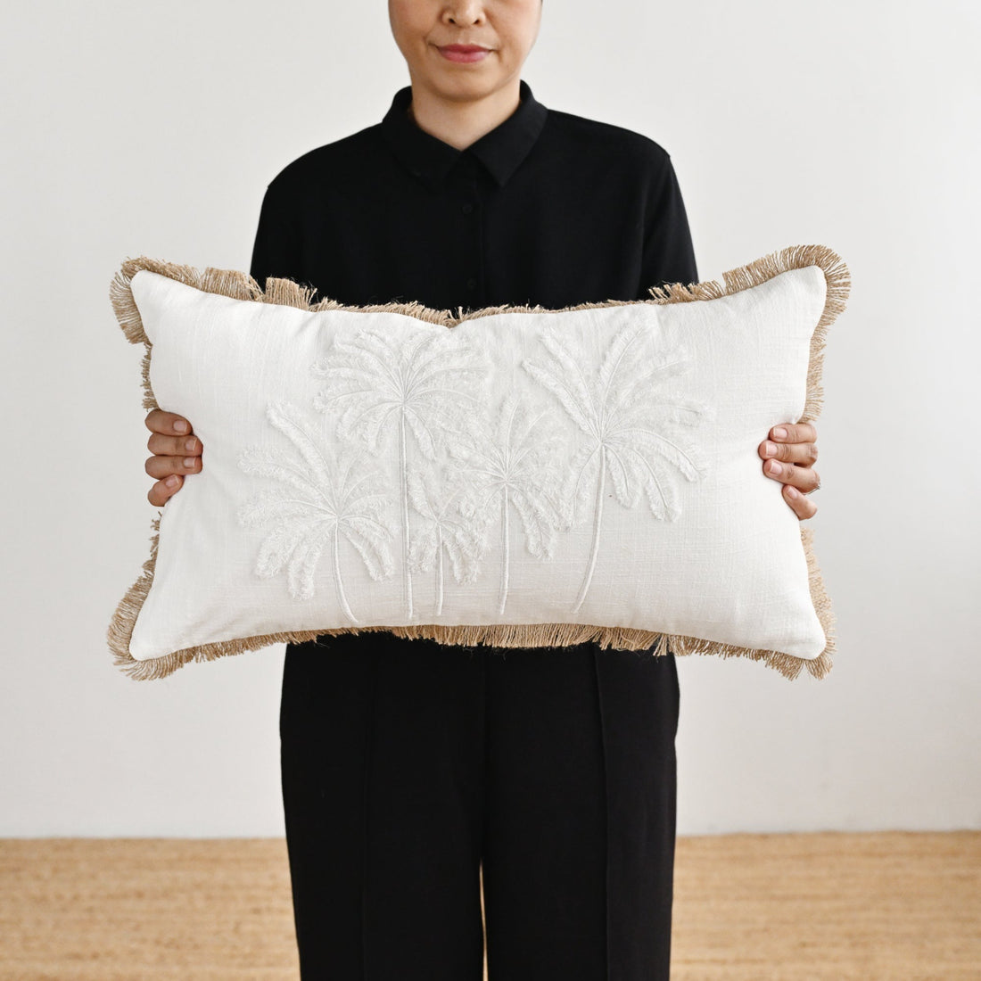 White Palm Tree Cushion - 60x35cm