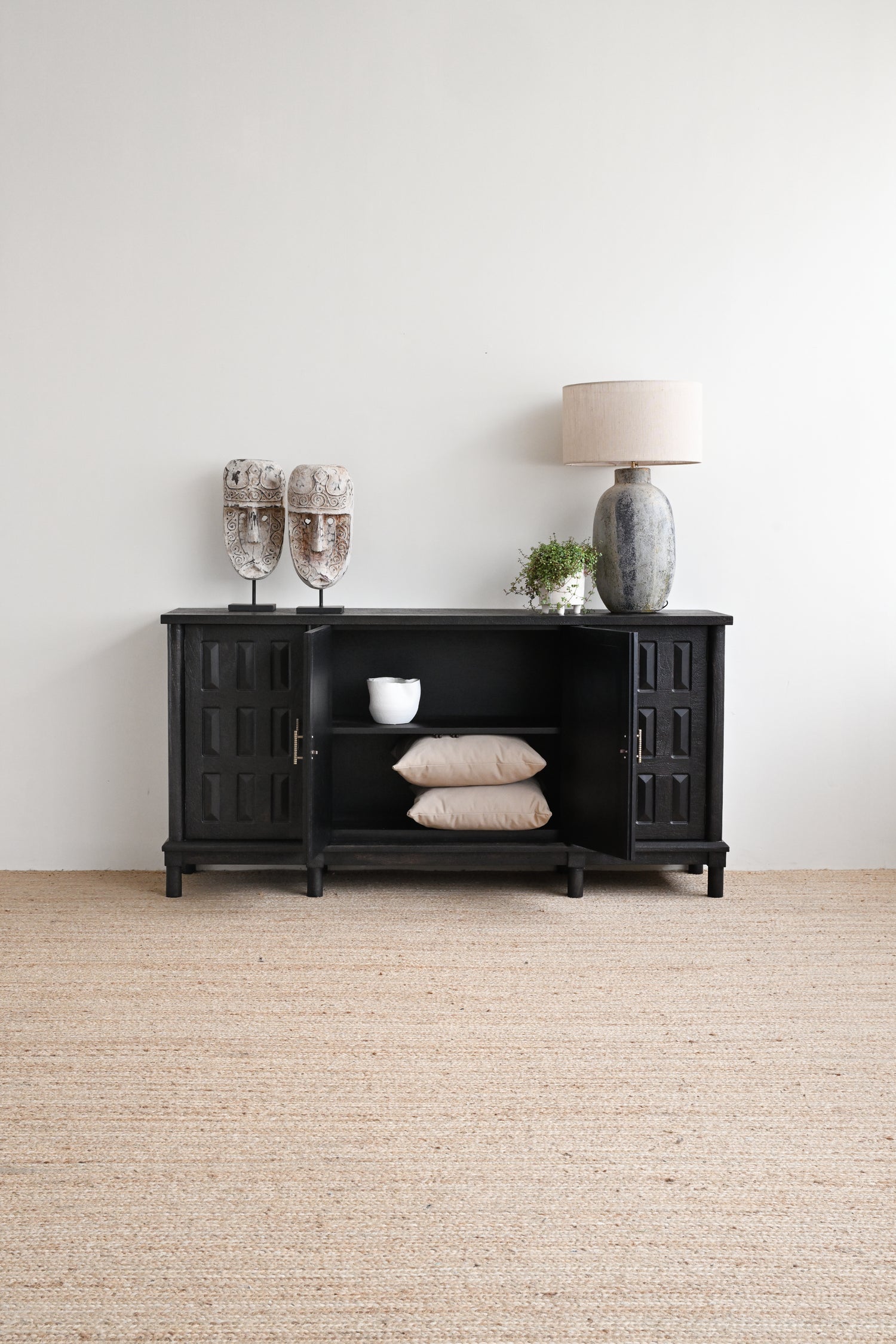 Milan 4 Door Sideboard - Metallic Black
