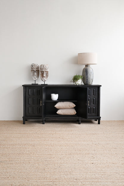Milan 4 Door Sideboard - Metallic Black