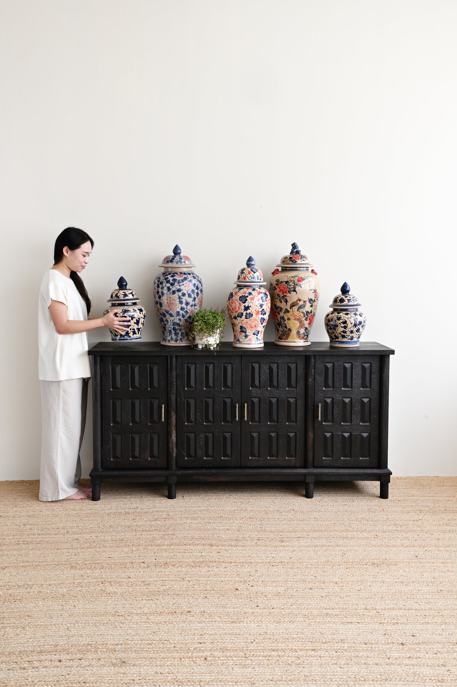 Milan 4 Door Sideboard - Metallic Black
