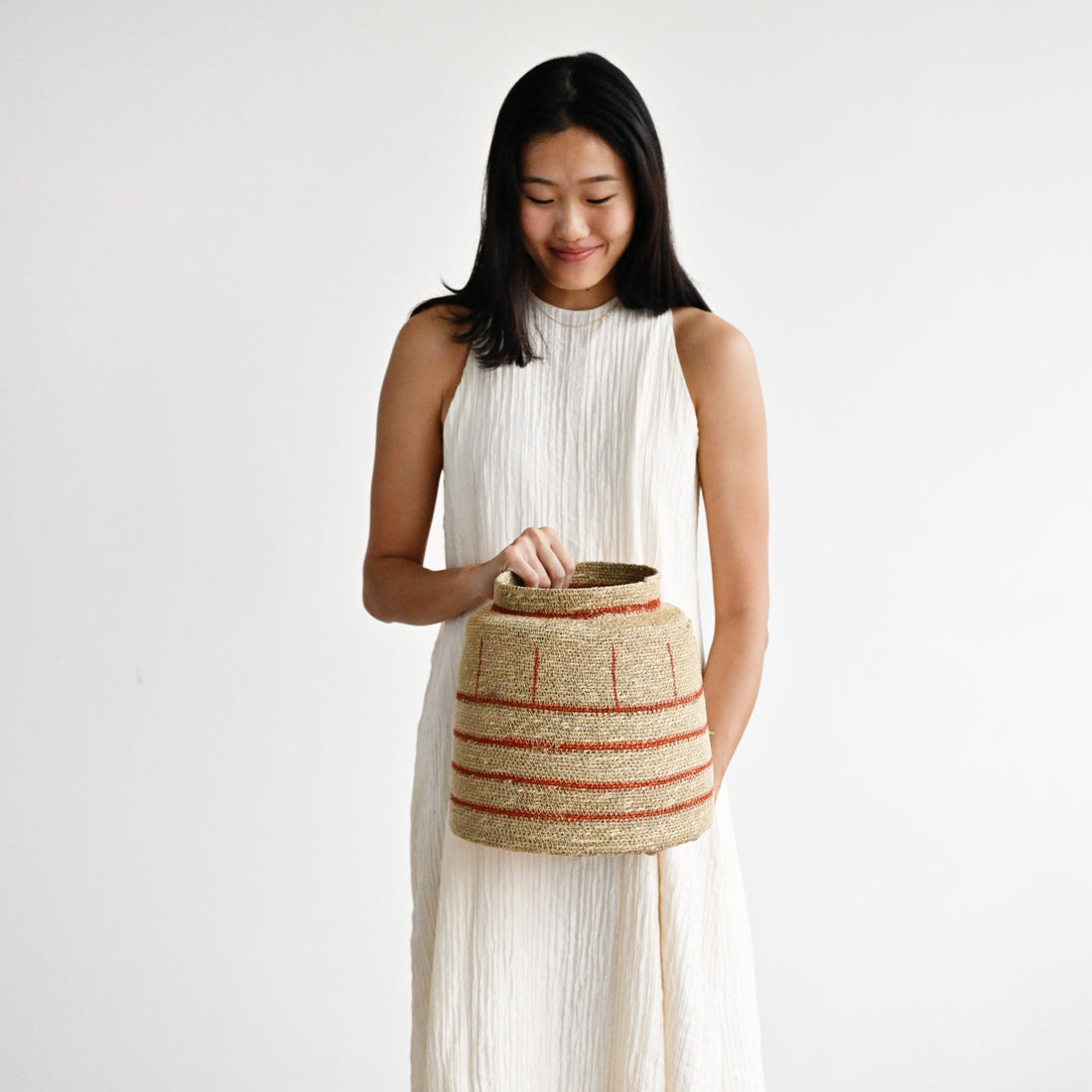 Zouk Woven Basket with Thin Stripes