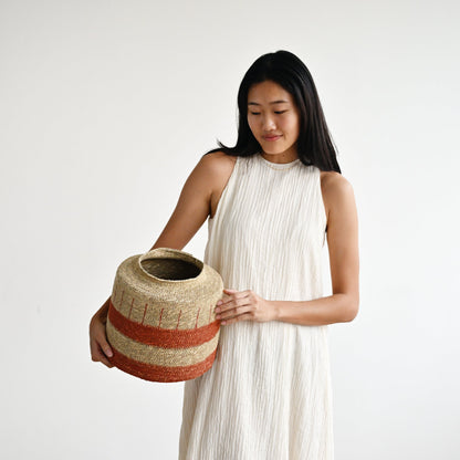 Zouk Woven Basket with Thick Stripes