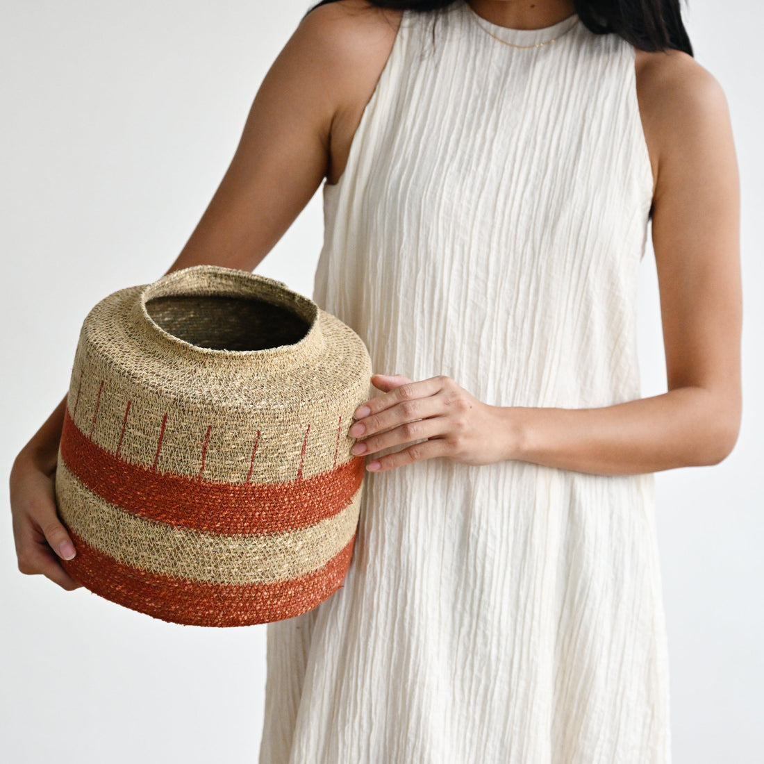 Zouk Woven Basket with Thick Stripes