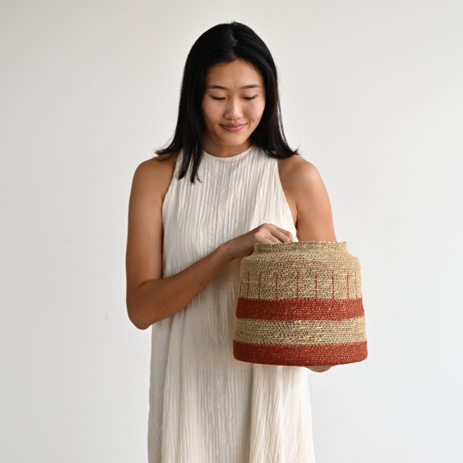 Zouk Woven Basket with Thick Stripes