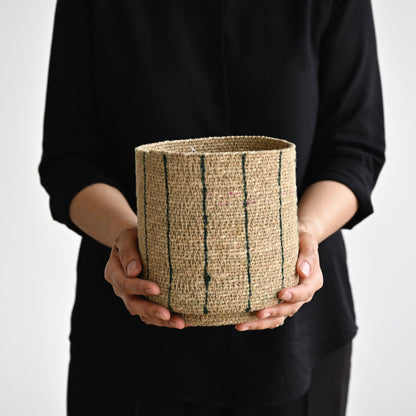 Korba Woven Planter with Stripes