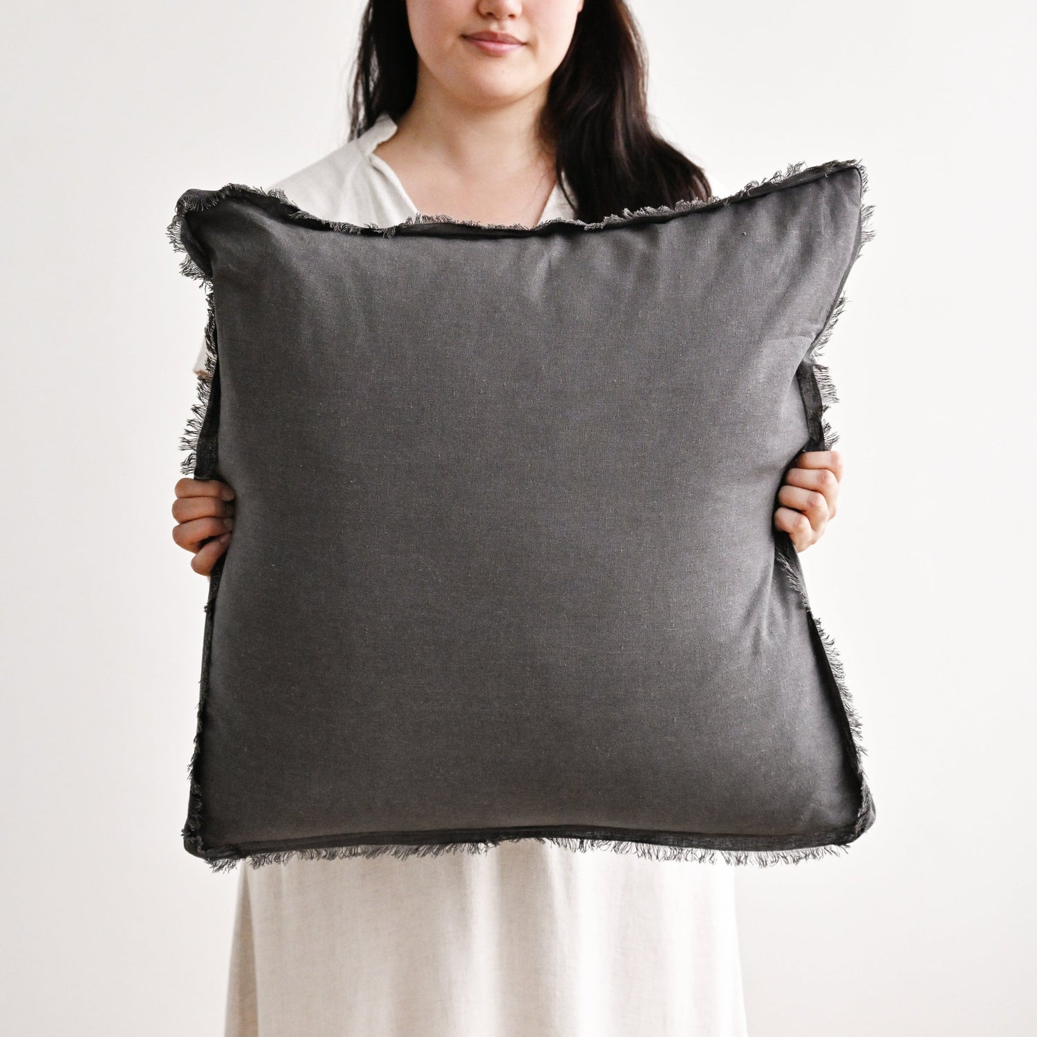Charcoal Freya Linen Cushion