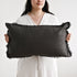 Black Freya Charcoal Linen Cushion 60cm x 35cm