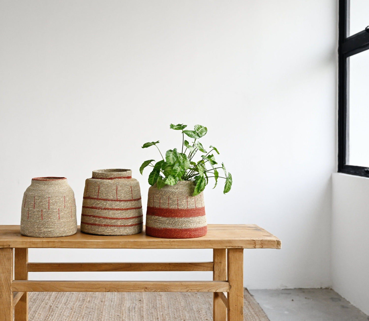 Zouk Woven Basket with Thin Stripes