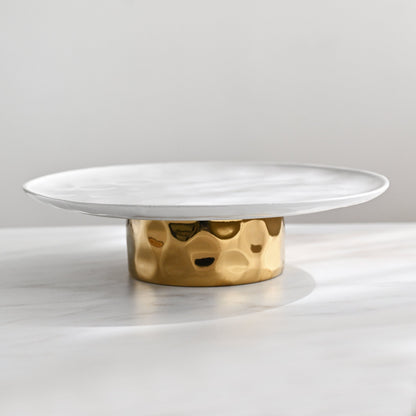 Speckle Footed Cake Stand - Milk Gold Foot