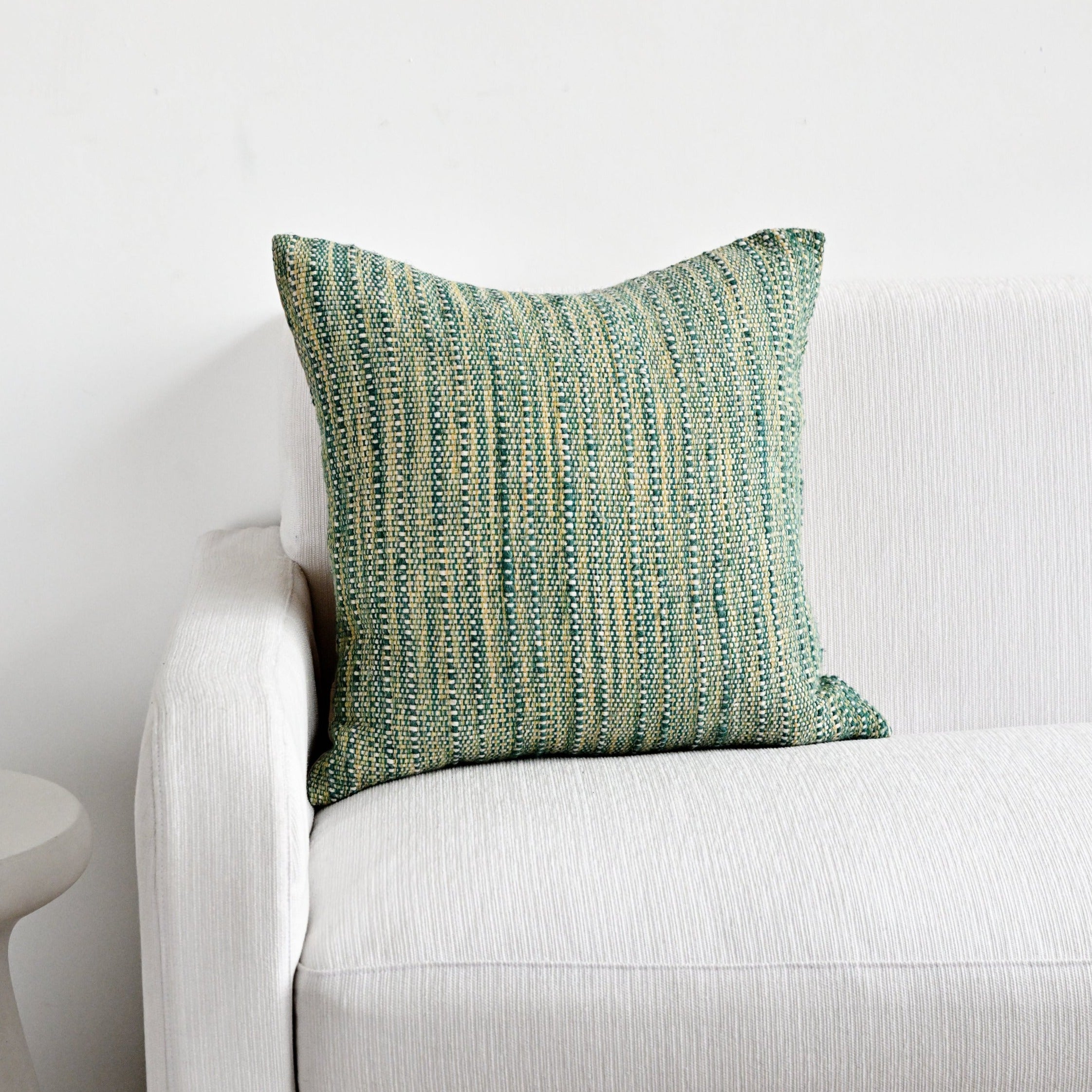 Kasuri Stripe Decorative Throw Pillow in Blue and Green - Chloe & Olive