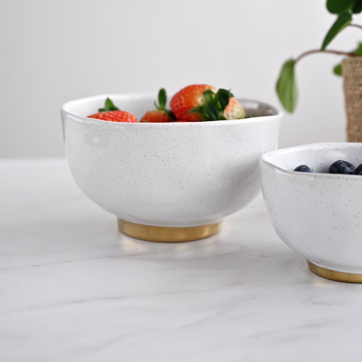 Speckle Footed Noodle Bowls Milk (Set of 2)