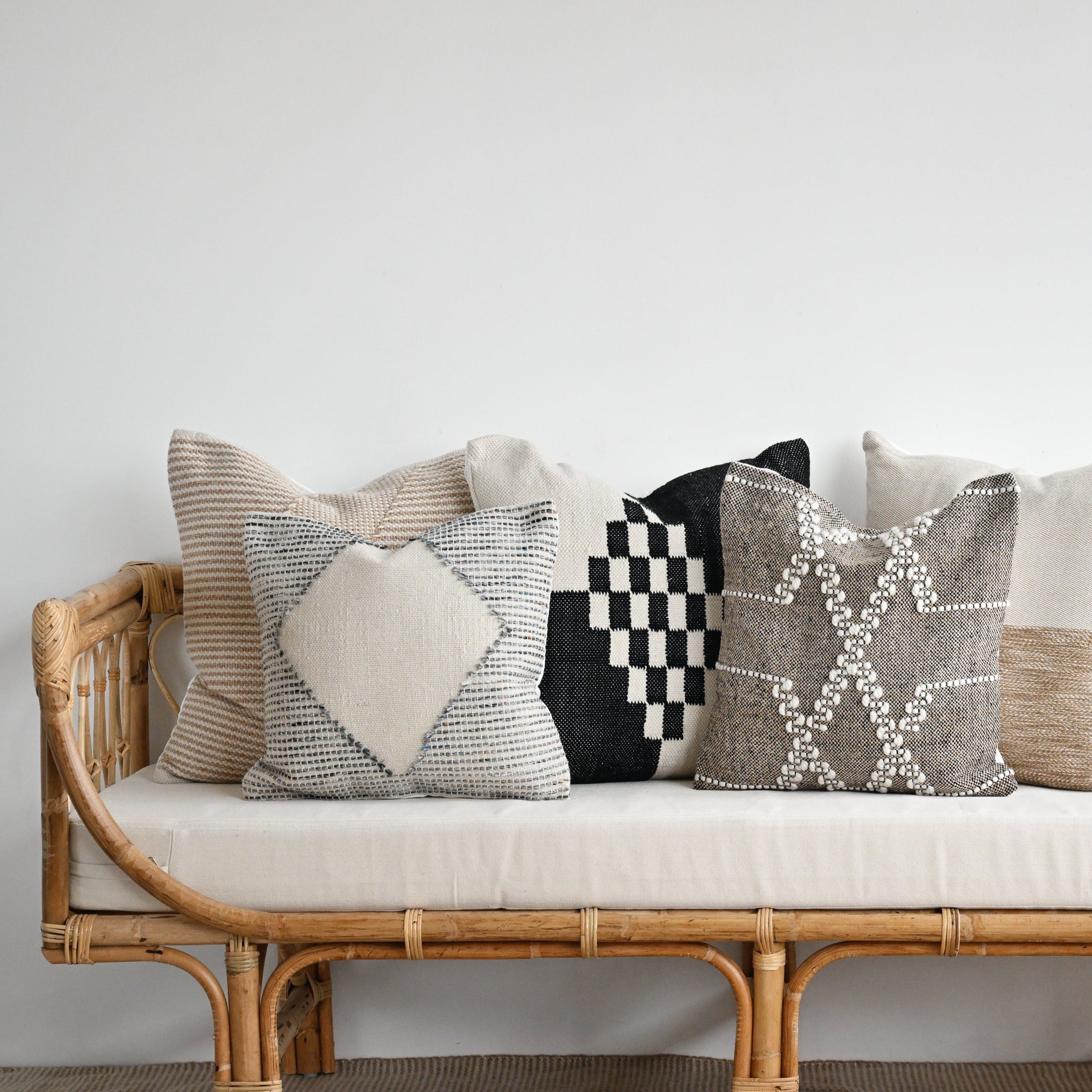 Checkered Indoor Outdoor Handwoven Cushion Cover - 55cm x 55cm