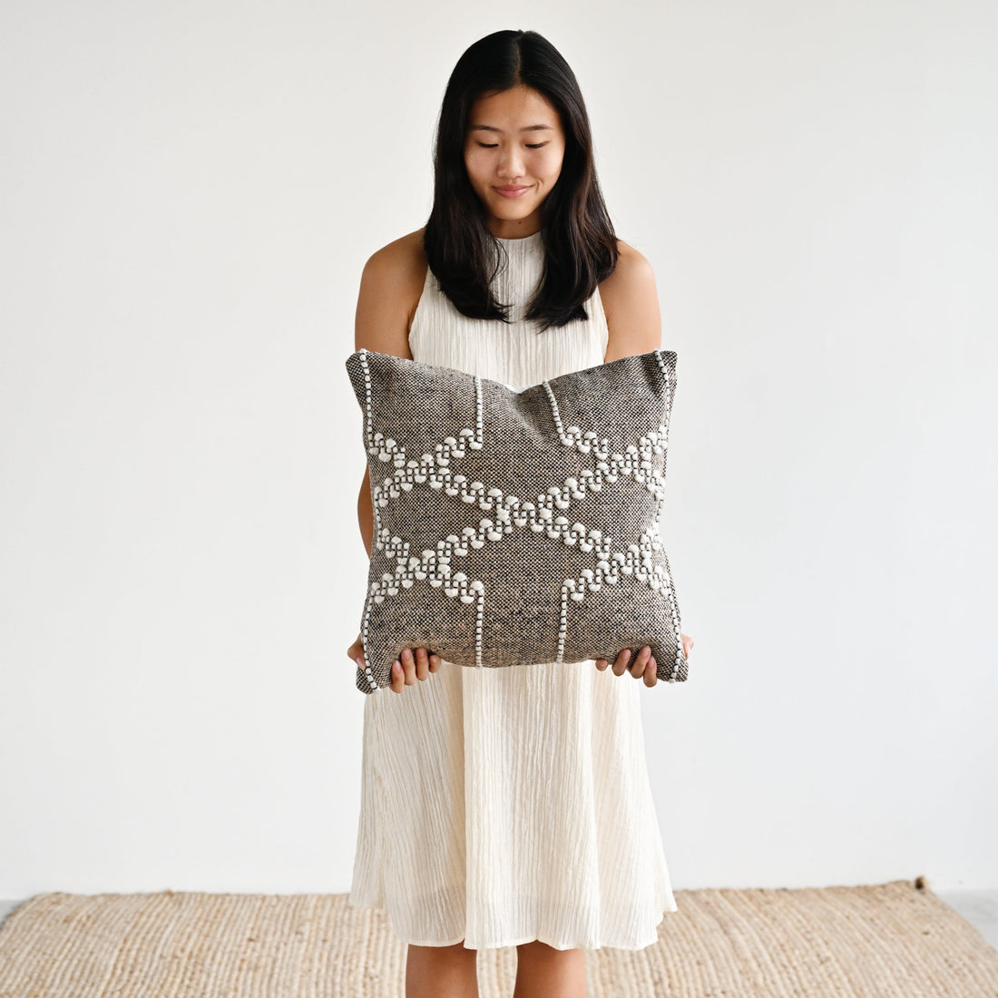 Embroidered Indoor Outdoor Handwoven Cushion 