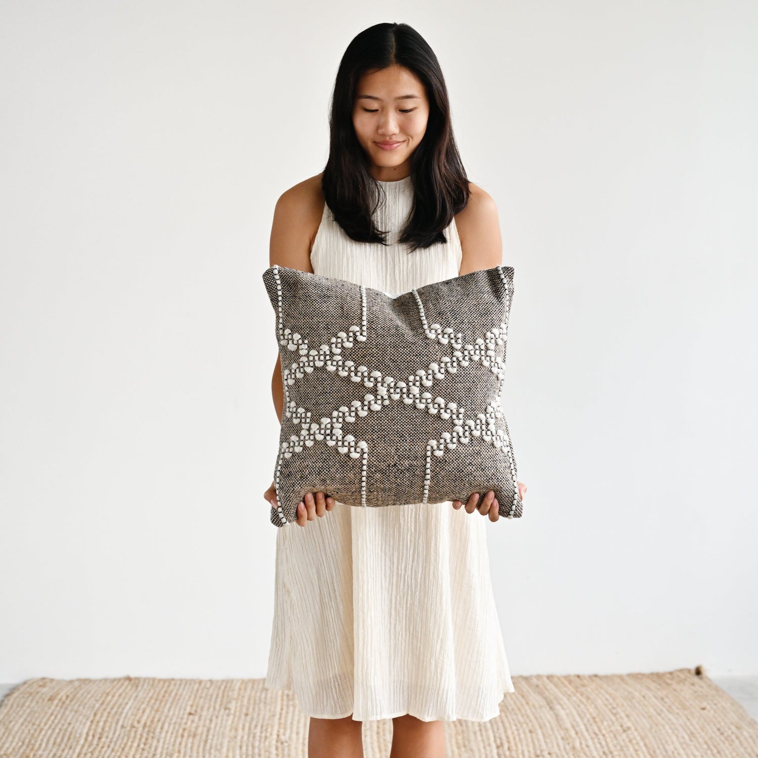 Embroidered Indoor Outdoor Handwoven Cushion 