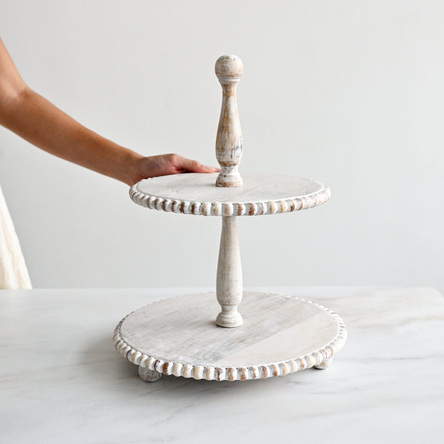 Wooden 2 Tiered Cake Stand