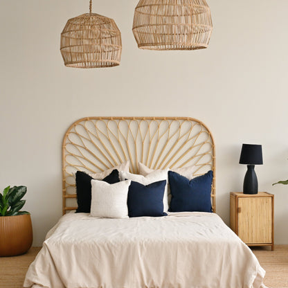Navy Blue Freya Linen Cushion - Square