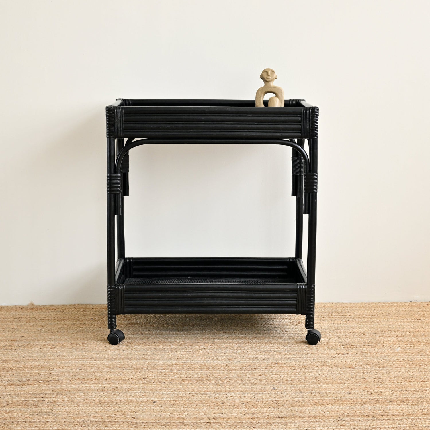 Isola Rattan Bar Cart - Black