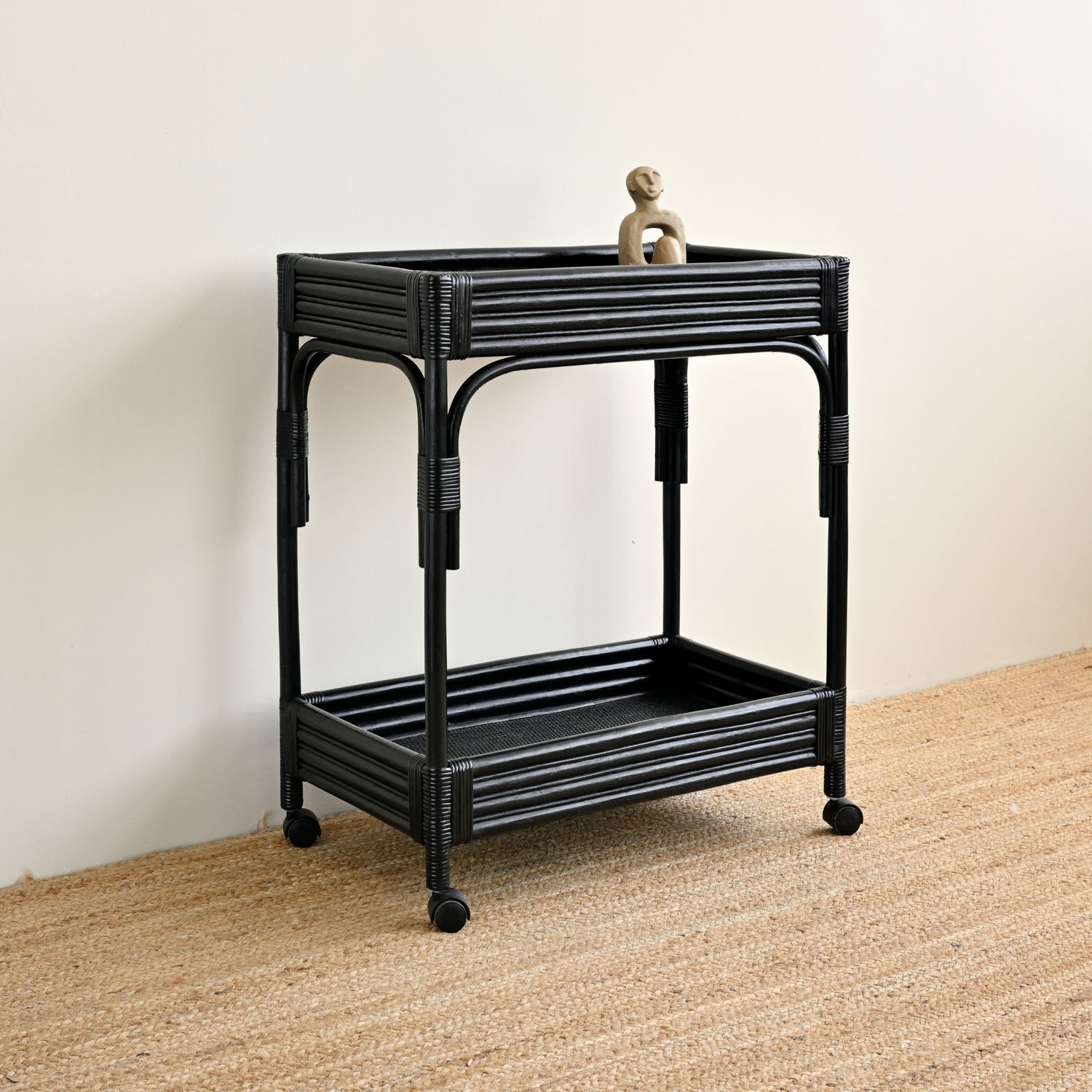 Isola Rattan Bar Cart - Black