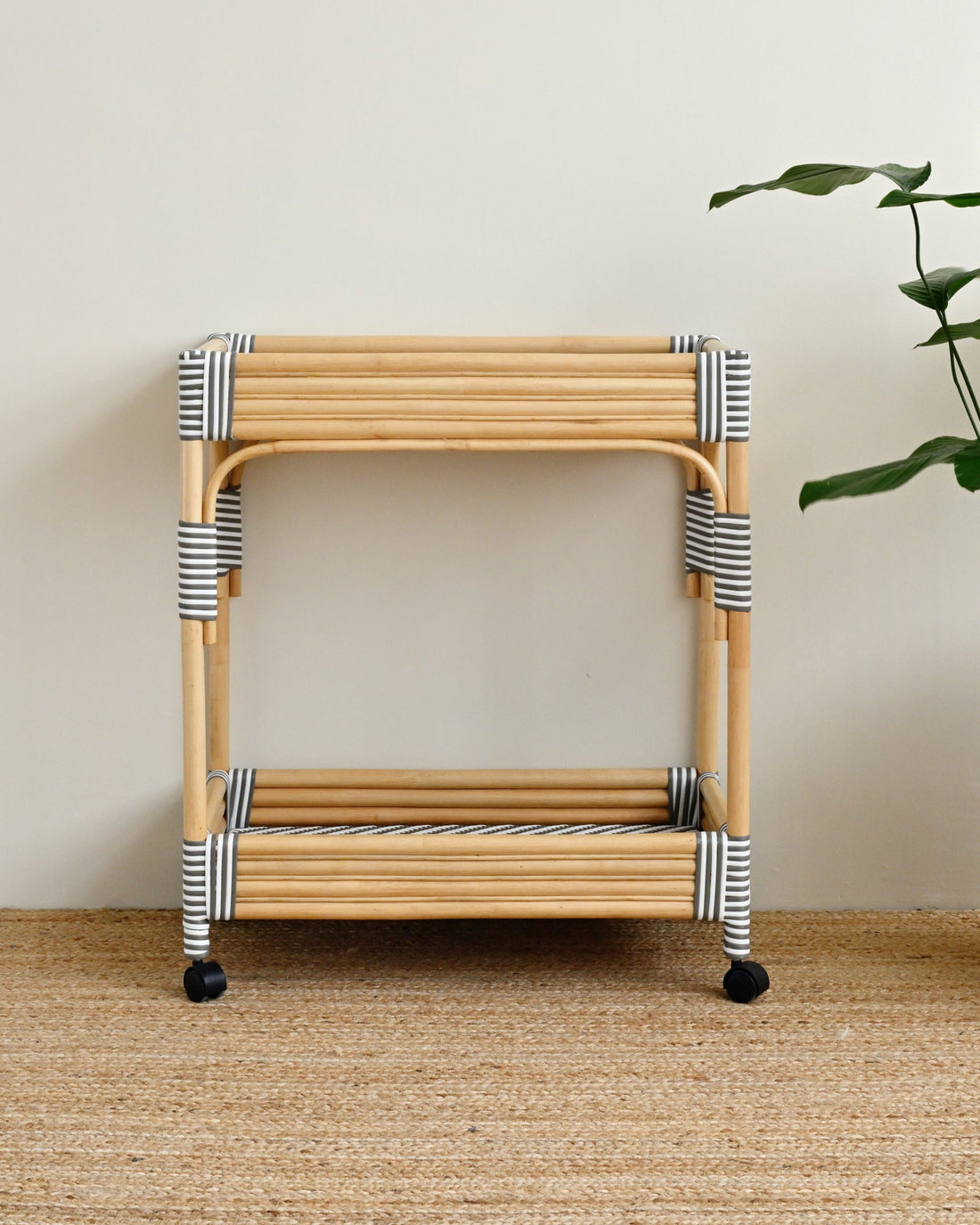 Isola Rattan Bar Cart - White and Grey