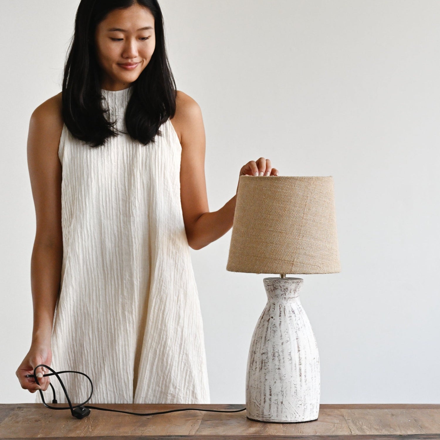 White Wash Java Lamp