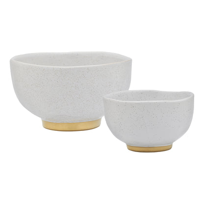 Speckle Footed Noodle Bowls Milk (Set of 2)