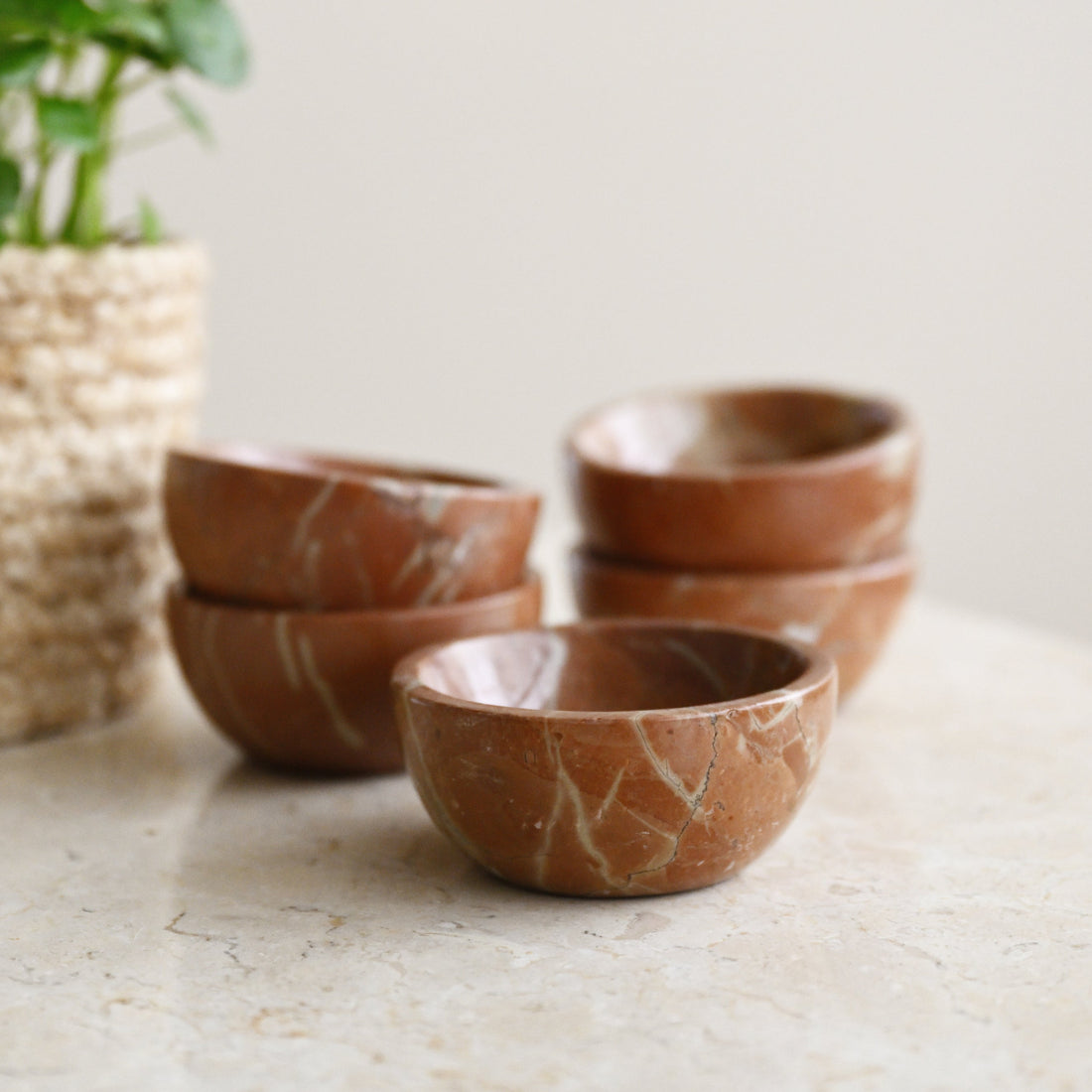 Earth Red Marble Round Bowl - 9cm 1