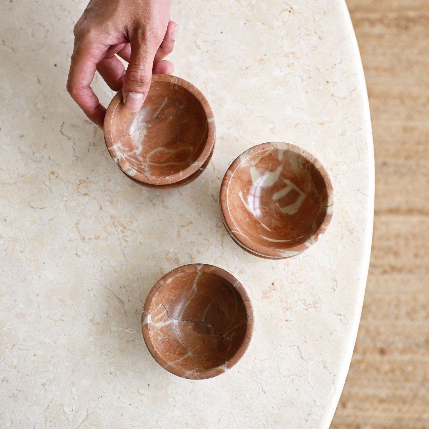 Earth Red Marble Round Bowl - 9cm 5