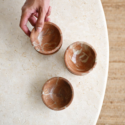Earth Red Marble Round Bowl - 9cm 5